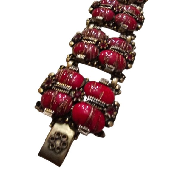 Vintage Heavy Glass Fluss Panel Bracelet (A9481) - Picture 4 of 7